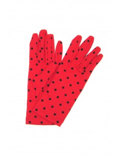 Woman Textil Cotton gloves with Polka Dots Cherry Red/Pois