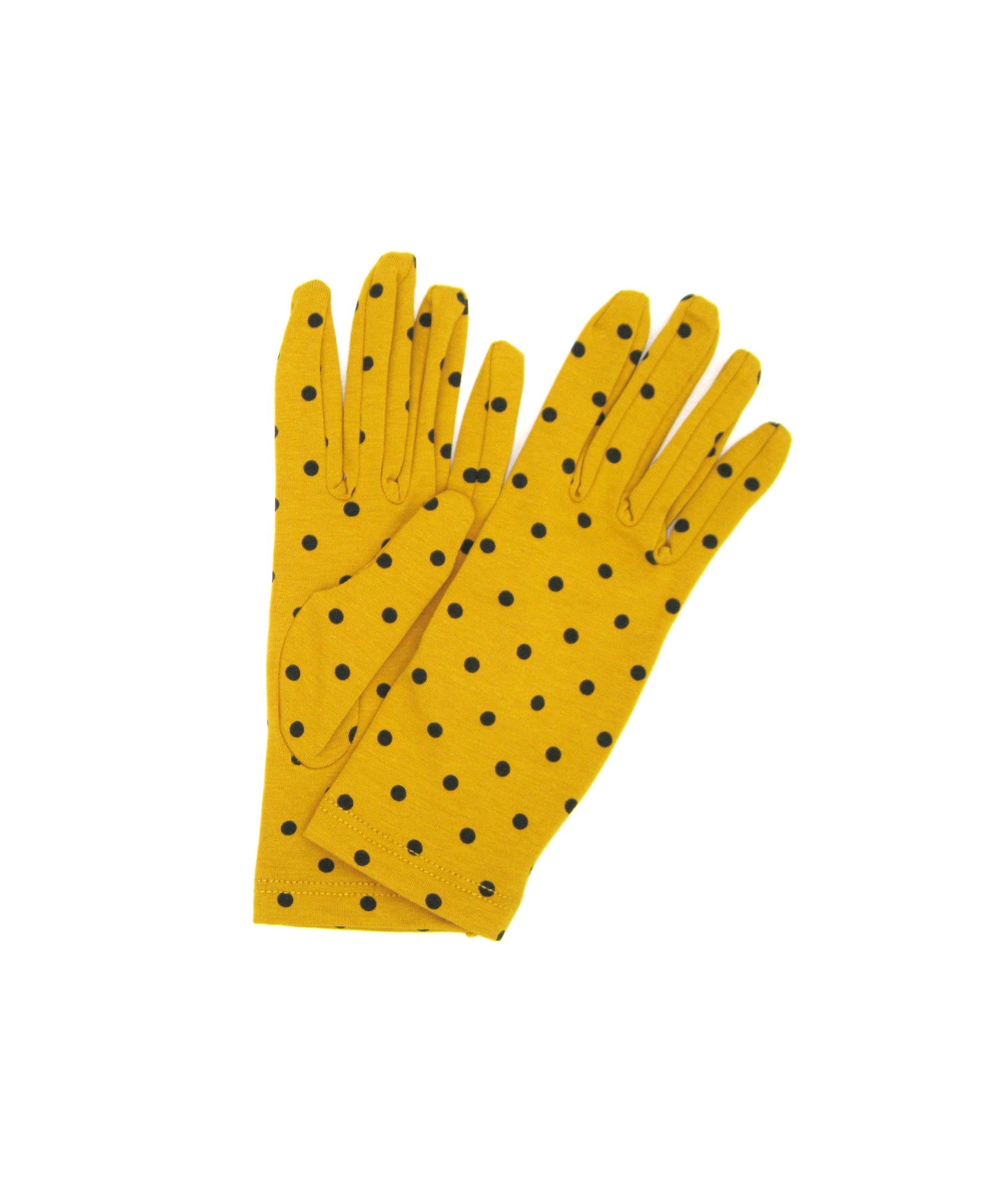 Damen Textil Baumwoll-handschuhe mit Tupfen Ockergelb/Pois