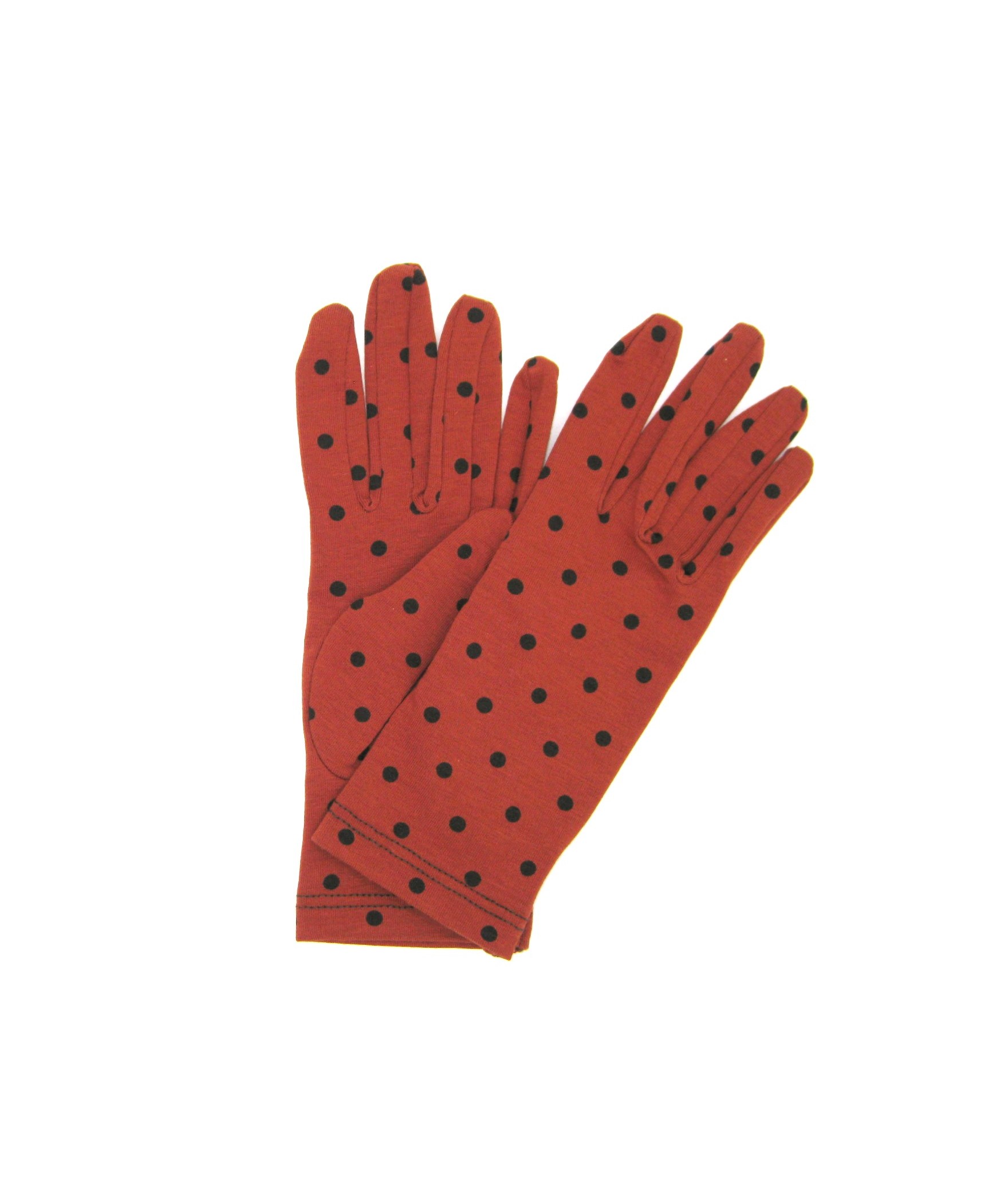 Damen Textil Baumwoll-handschuhe mit Tupfen Dunkel Orange/Pois