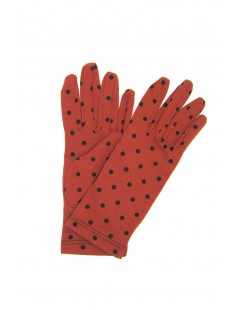 Damen Textil Baumwoll-handschuhe mit Tupfen Dunkel Orange/Pois