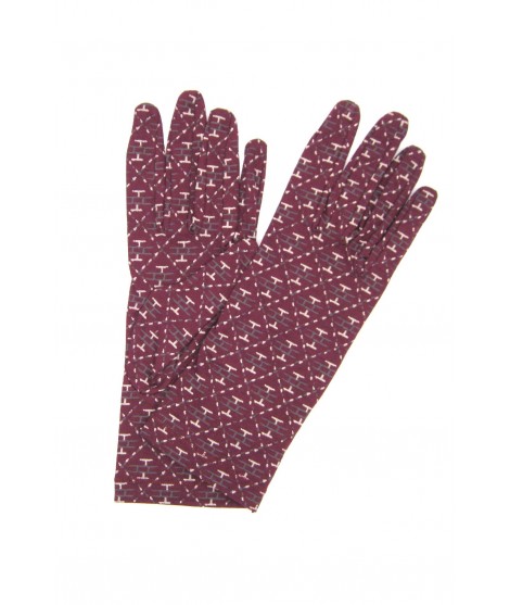 Damen Textil Baumwoll-handschuhe Ziegeldruck Bordeaux Sermoneta
