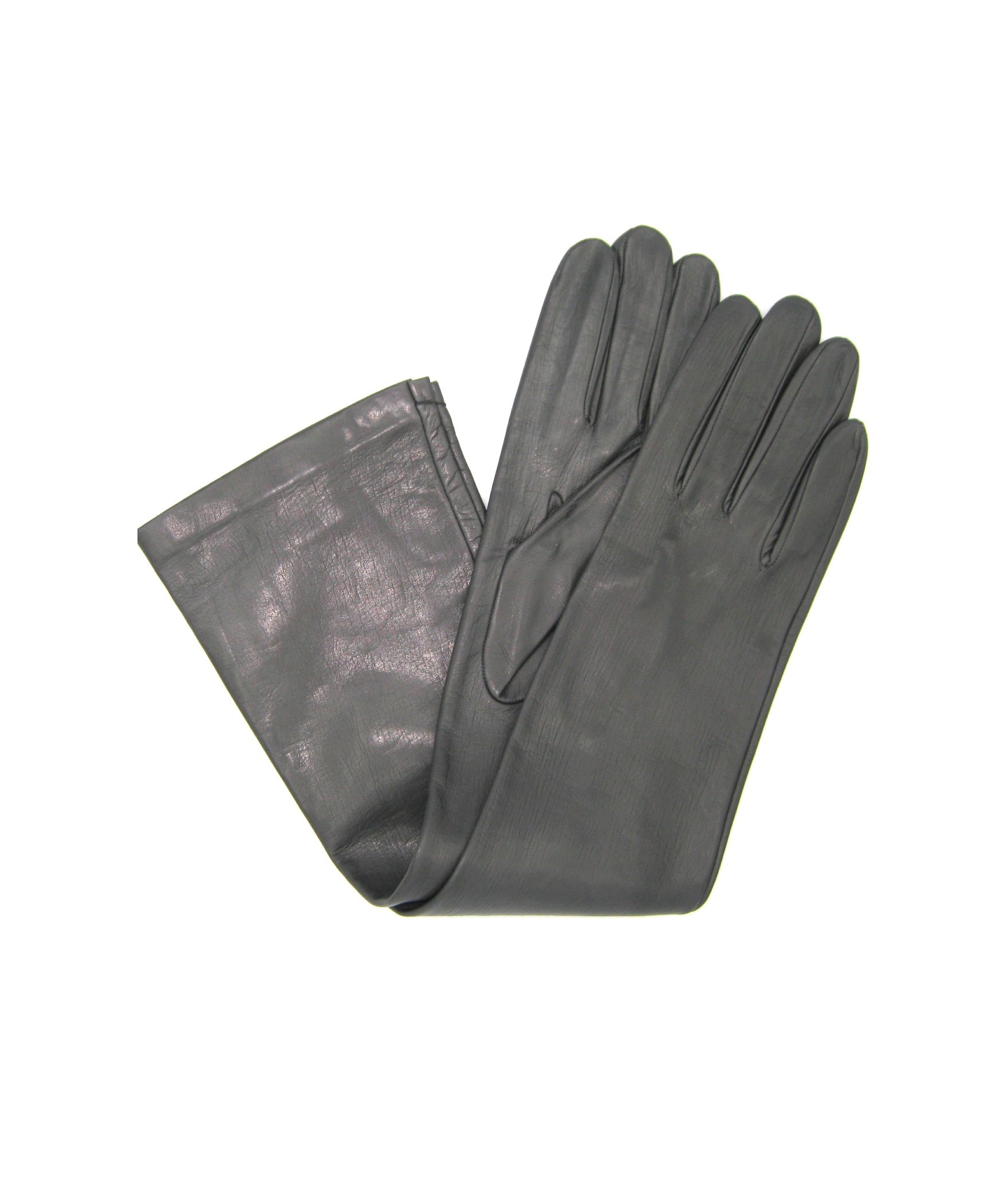 Woman Fashion Nappa leather gloves 10bt silk lined Dark Grey
