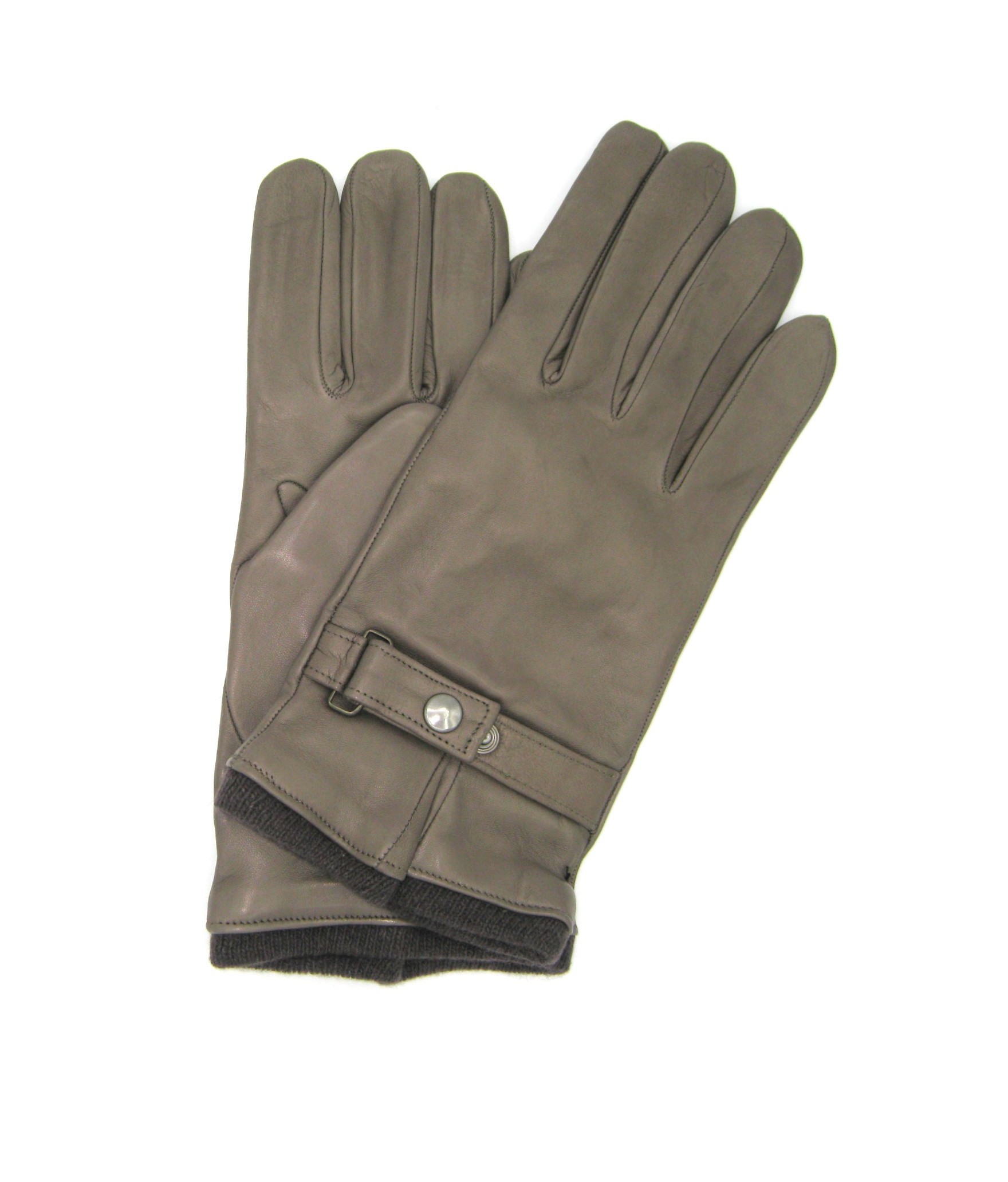 Uomo Fashion Nappa leather gloves cashmere lined with strap Mud