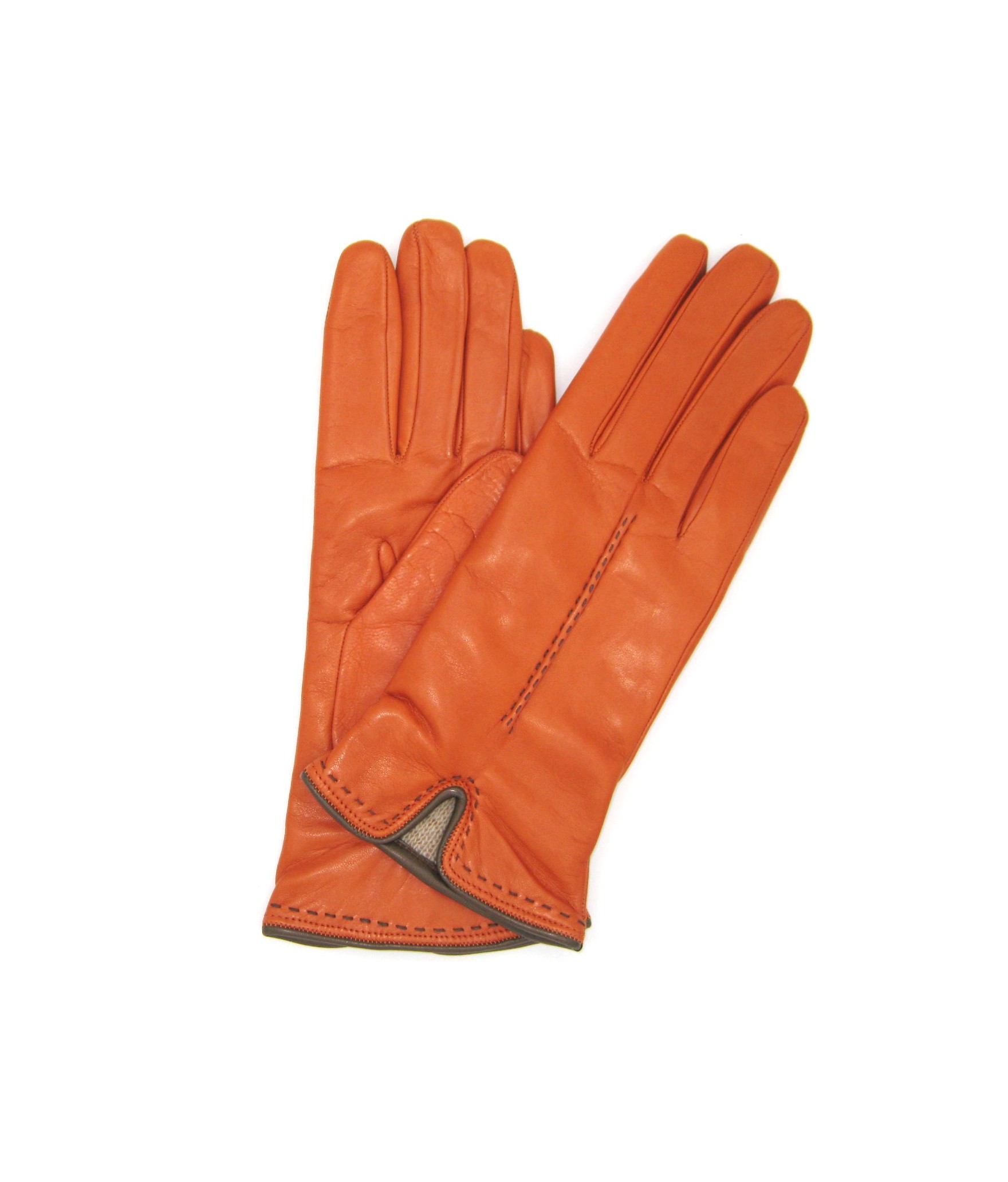 Damen Fashion Nappaleder handschuhe mit handgelenk detail