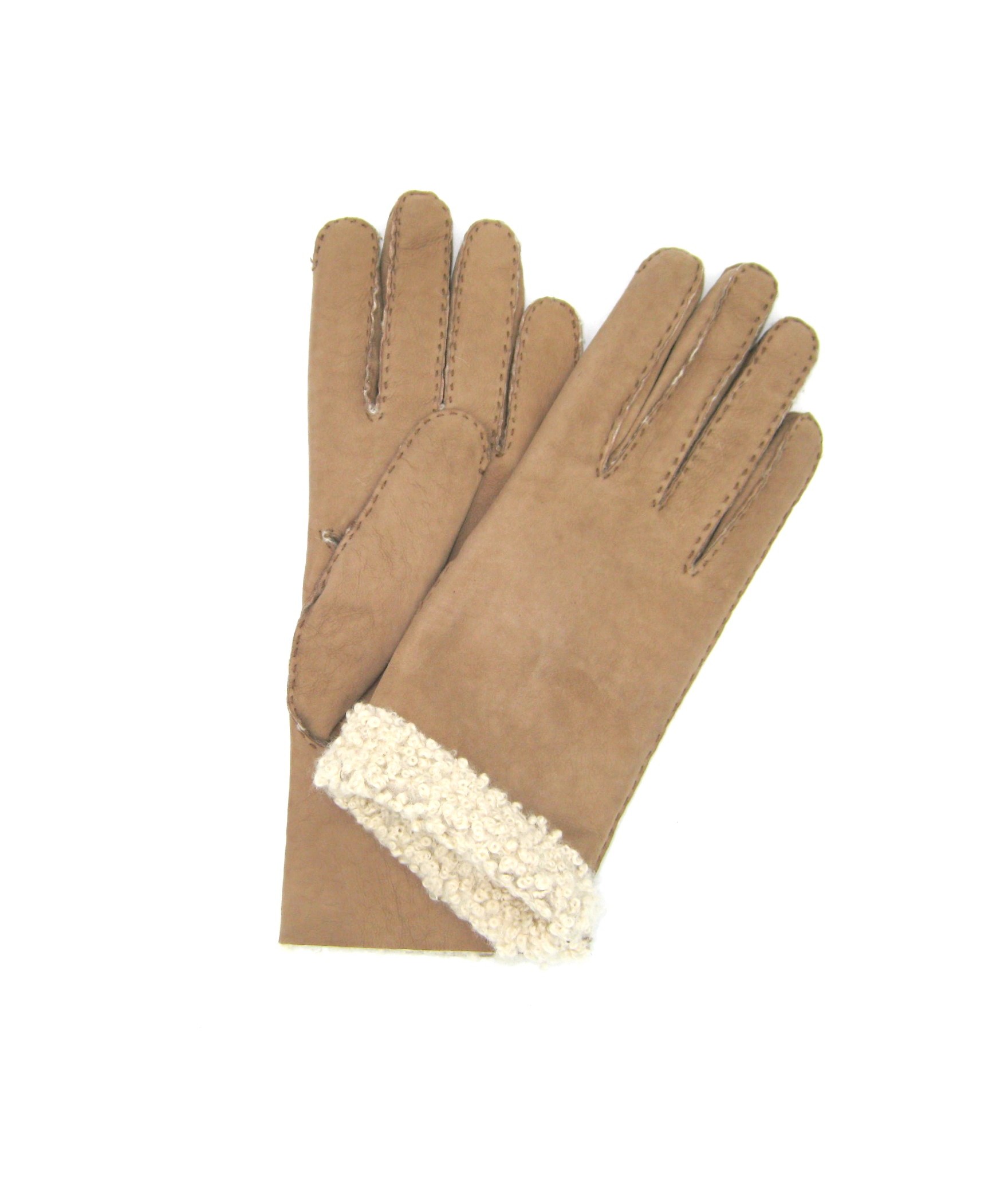 Woman Artik Sheepskin gloves with hand stitching Toupe