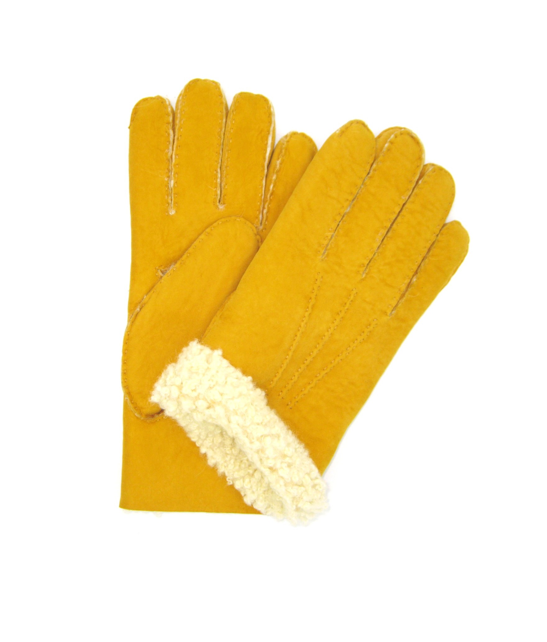 Uomo Artik Sheepskin gloves with hand stitching Ocra Yellow