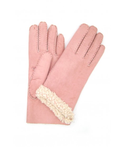 Woman Artik Sheepskin gloves with hand stitching Pink Sermoneta