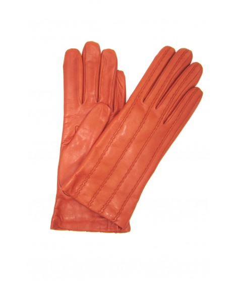 женщина Fashion Nappa leather gloves with stitching, cashmere