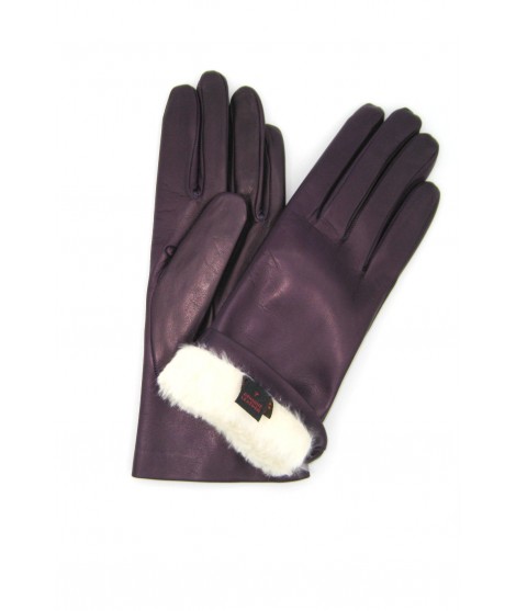 Woman Artik Nappa leather gloves 2bt Rabbit fur lined Purple