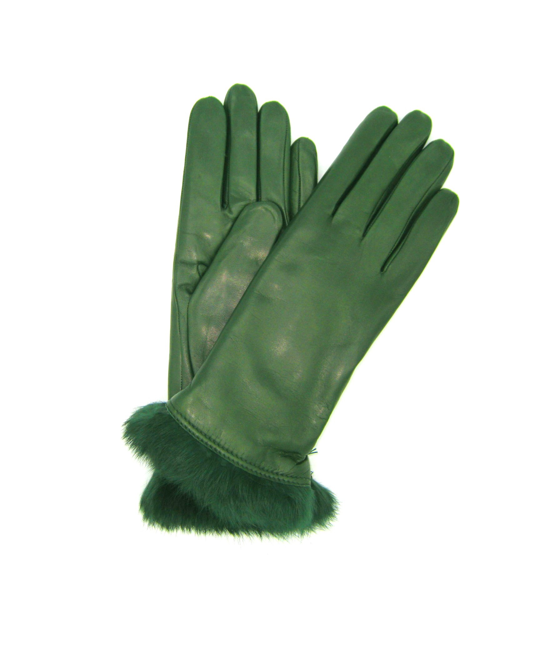 Nappa leather gloves 4bt  Rabbir fur lined  Olive Green