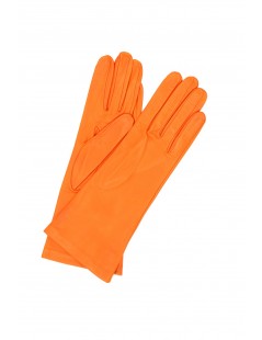 Woman Classic Nappa leather gloves 4bt Silk lined Orange