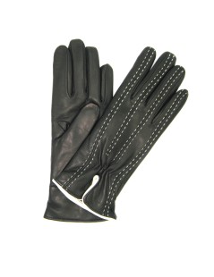 Nappa leather gloves with contrast stitching     Black/Cream