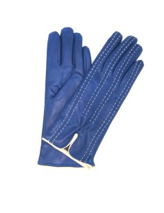 Nappa leather gloves with contrast stitching   Royal/Cream