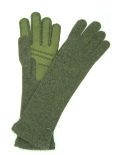 100% Kaschmir Handschuhe 4BT mit  Nappaleder Handfläche  Olivgrün/Olivgrün