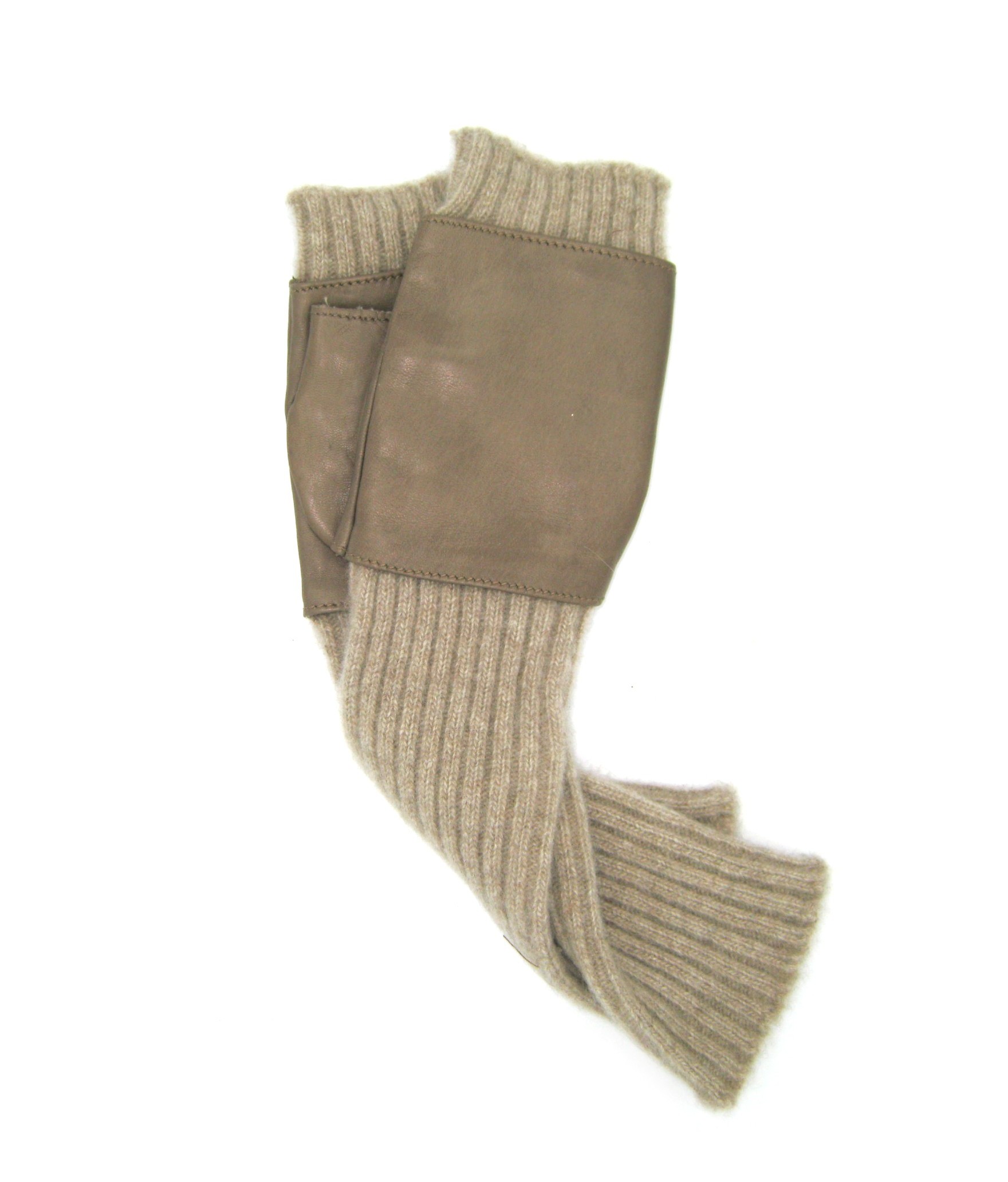 Half Mitten in Nappa leather and cashmere 8bt  Mud