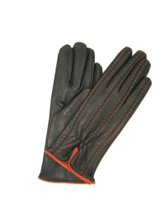 Nappa leather gloves with contrast stitching  Dark Brown/Orange