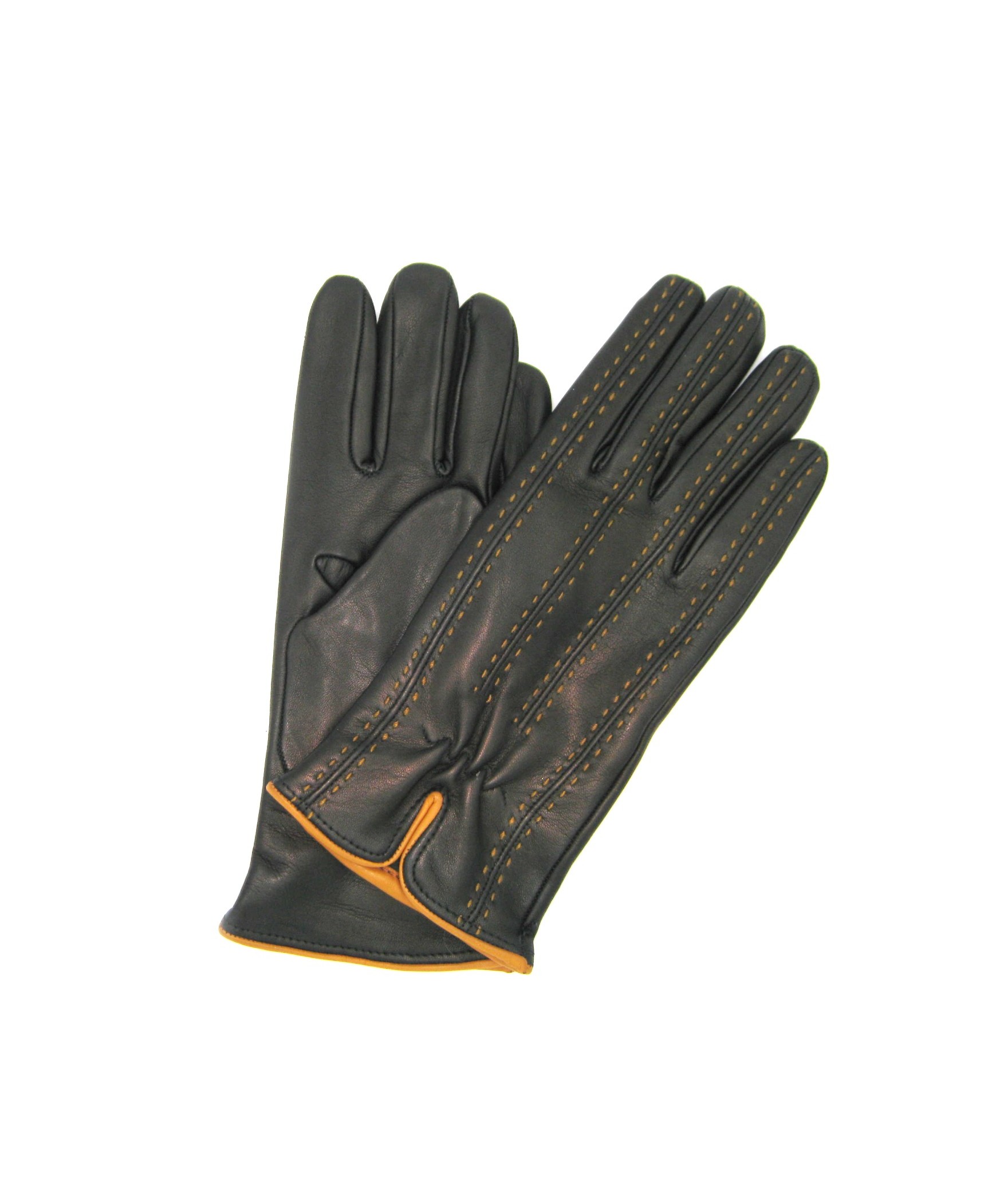 Nappa leather gloves with contrast stitching   Black/Camel