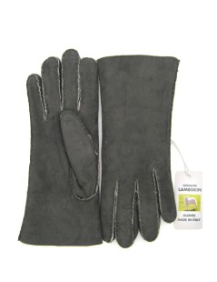 Sheepskin gloves with hand stitching   Grey