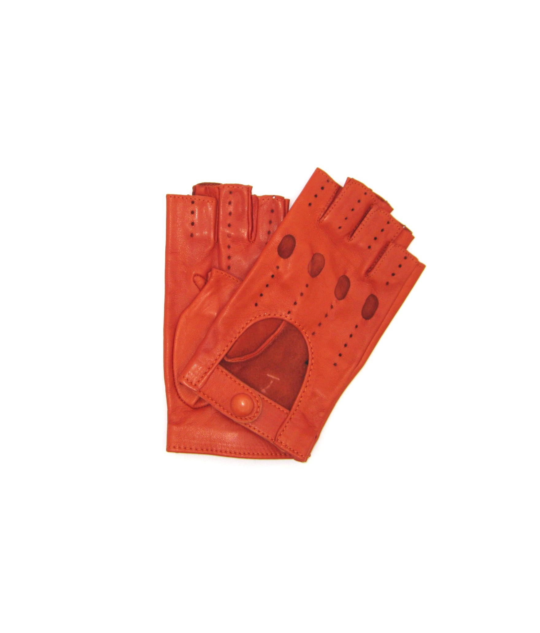 Driving gloves in Nappa Leather fingerless   Dark orange