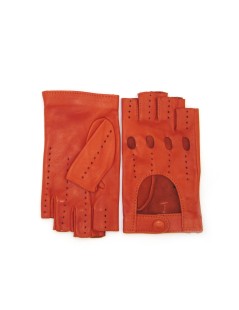 Autofahrer Fingerlose Handschuhe aus NappaLeder  Dunkelorange