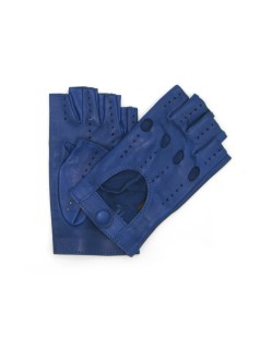Driving gloves in Nappa Leather fingerless   Blu/Royal