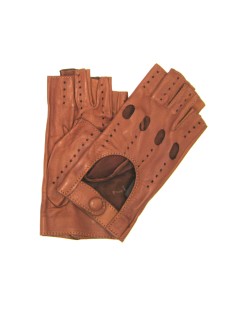 Driving gloves in Nappa Leather fingerless  Tan