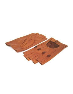 Водительские перчатки Nappa без подкладки 1/2 пальца Желто-коричневые