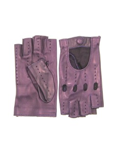 Driving gloves in Nappa Leather fingerless   Purple