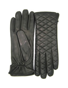 Quilted Nappa leather gloves 2bt cashmere lined  Dark Brown