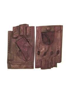 Driver gloves Leather fingerless  Burgundy