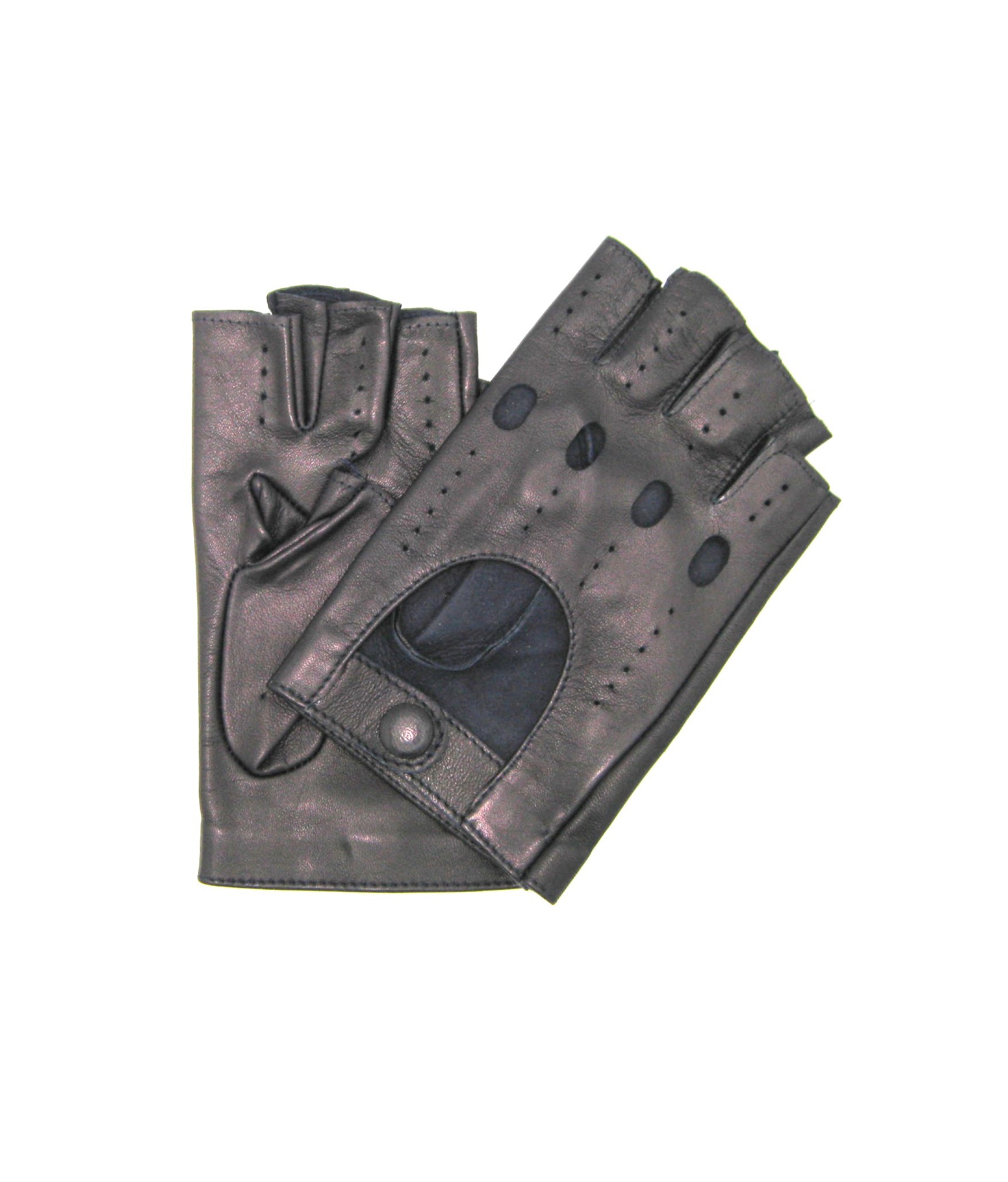 Темно-синие перчатки из кожи наппа с короткими пальцами