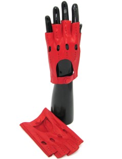 Autofahrer Fingerlose Handschuhe aus Leder   Rot