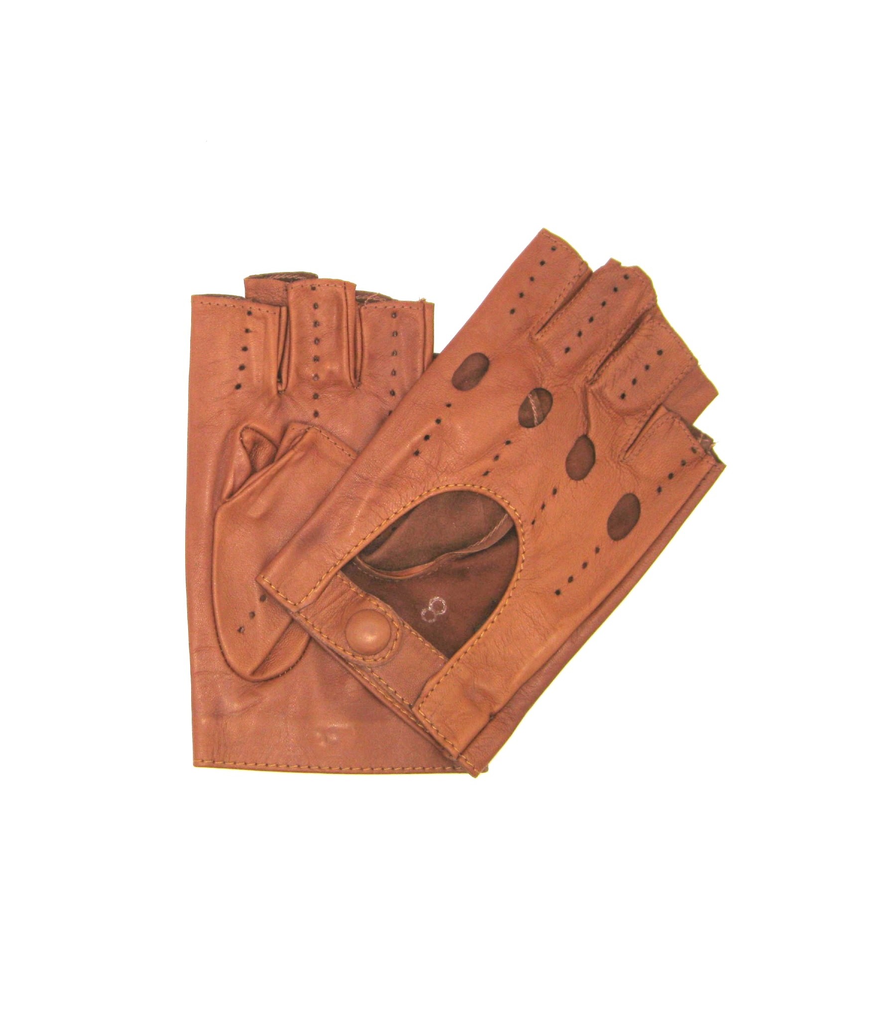 Driving gloves in Nappa leather fingerless   Tan