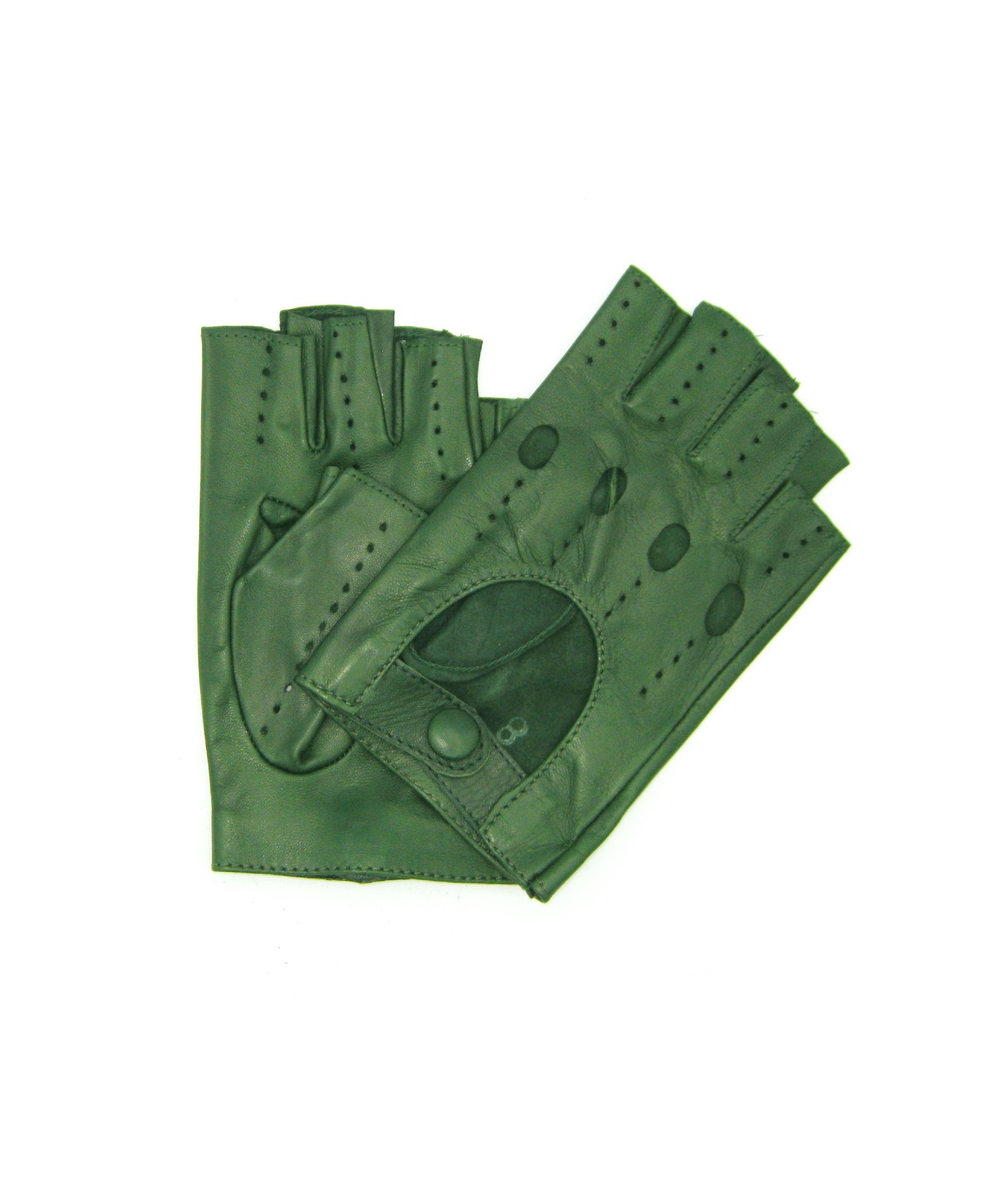 Водительские перчатки Half Finger Nappa Оливково-зеленые