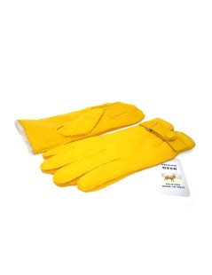 Guanto in Cervo fod. cashmere con cinturino Giallo