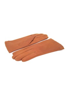 Желто-коричневые перчатки из кожи наппа с подкладкой из кашемира