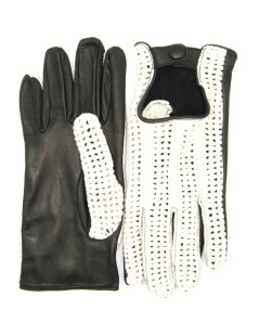 Autofahrer handschuhe aus Nappaleder  und Seil    Schwarz