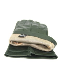 Темно-зеленая перчатка наппа с шелковой подкладкой
