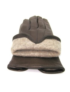 Nappa leather gloves cashmere lined  Dark Brown