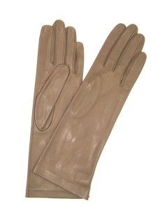 Nappa leder Handschuhe 4bt Seide gefütterter Schlammfarbe