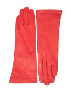 Nappa leder Handschuhe 4bt  Seide gefüttert   Rot