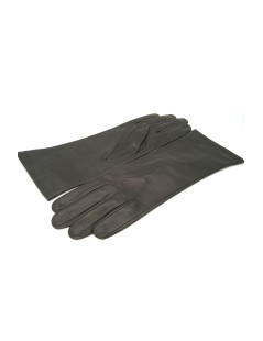 Nappa leder Handschuhe 4bt  Seide gefüttert   Dunkel Braun