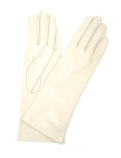 Nappa leder Handschuhe 4bt  Seide gefütterter Creme Farbe