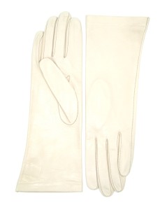 Nappa leder Handschuhe 4bt  Seide gefütterter Creme Farbe