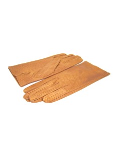 Коричневые перчатки из кожи наппа без подкладки