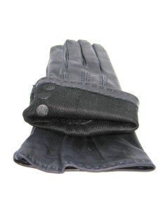 Nappa leather gloves silk lined 4bt with buttons Navy