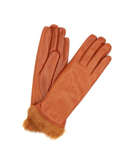 женщина Artik Nappa leather gloves 4bt Rabbir fur lined Tan