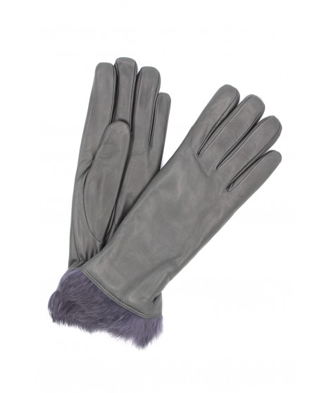 женщина Artik Nappa leather gloves 4bt Rabbir fur lined Dark