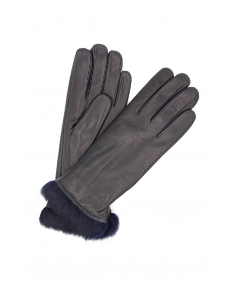 женщина Artik Nappa leather gloves 4bt Rabbir fur lined Navy