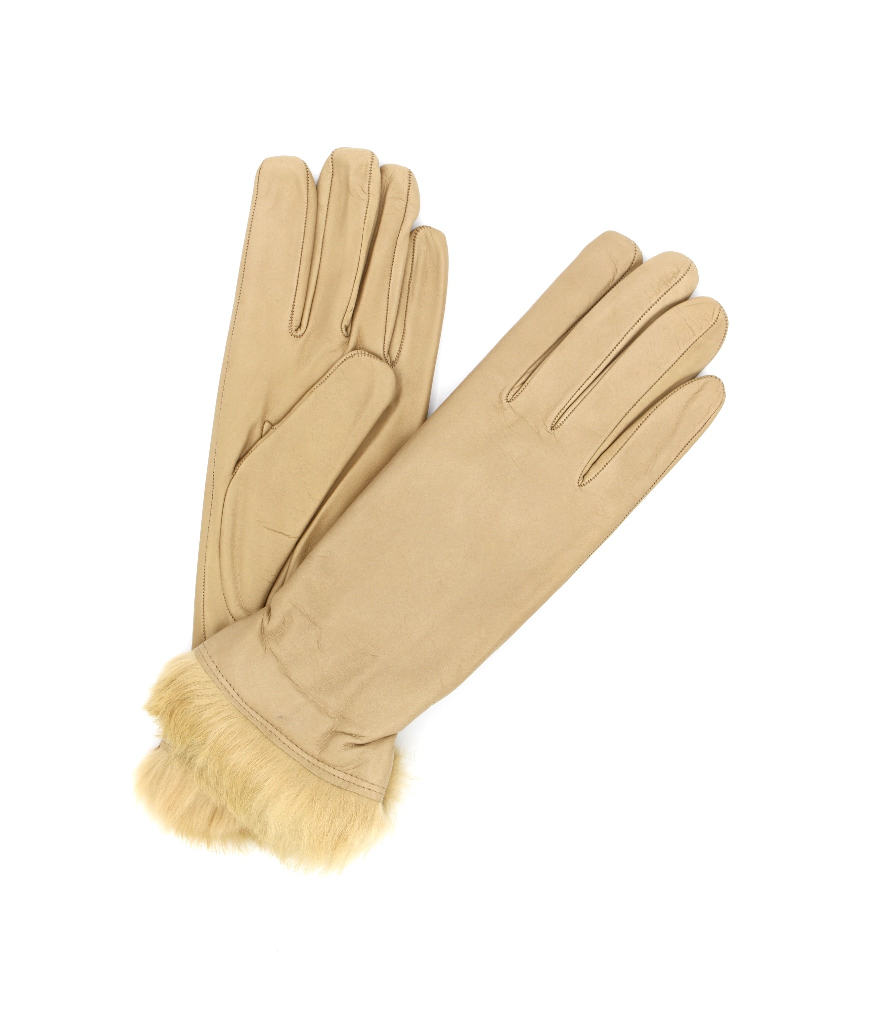 Woman Artik Nappa leather gloves 4bt Rabbir fur lined